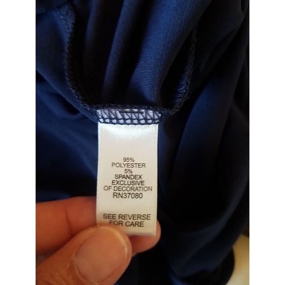 Cato Womens Blouse Tank Blue Stretch Slewveless Sheer Neckline Size Small - Picture 9 of 12